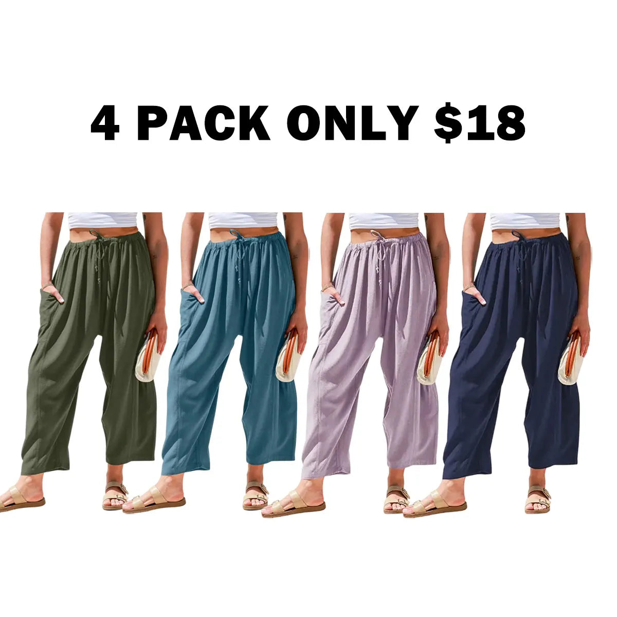 Women's Linen Blend Wide Leg Pants
