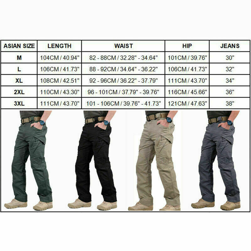 Men's Cargo Pants 100% Cotton Work Trousers Tactical Combat Outdoor Hiking Pant