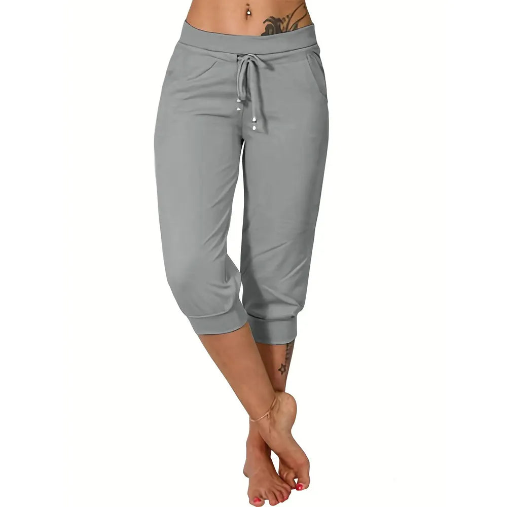 ⚡Final Clearance🔥[XS-4XL]Women's Plain Drawstring Waist Capris Pants
