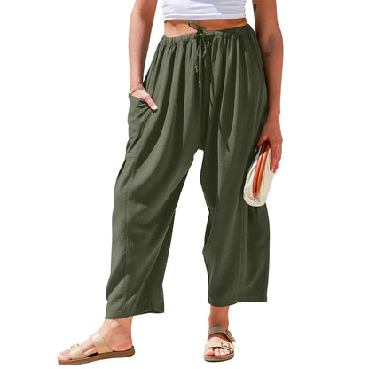 Women's Linen Blend Wide Leg Pants