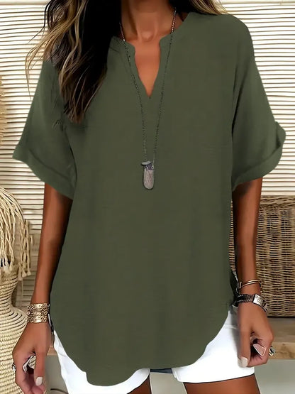 Women's Plain Short Sleeve Blouse