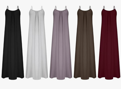 Backless Cami Dress for Women Summer 2026 Sleeveless Long Maxi Casual Sundress Ladies Flowy Open Back Lounge Dresses for Holiday Beach House Solid Color