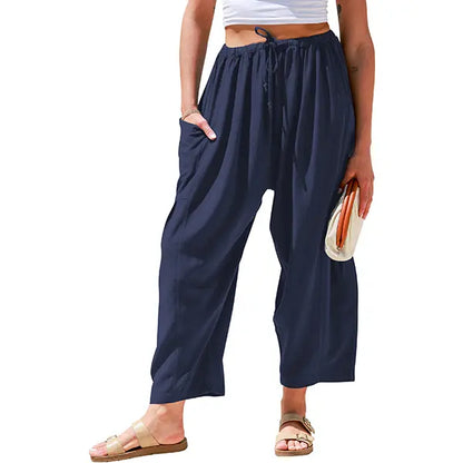 Women's Linen Blend Wide Leg Pants