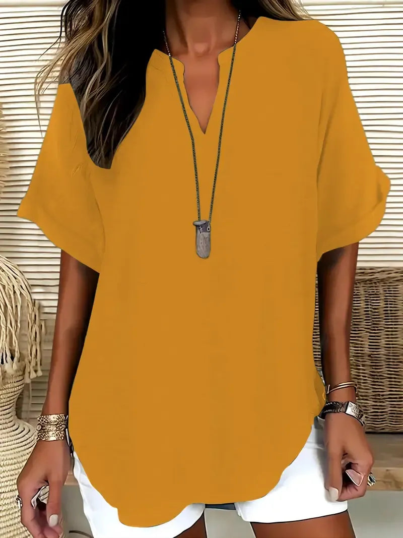 Women's Plain Short Sleeve Blouse