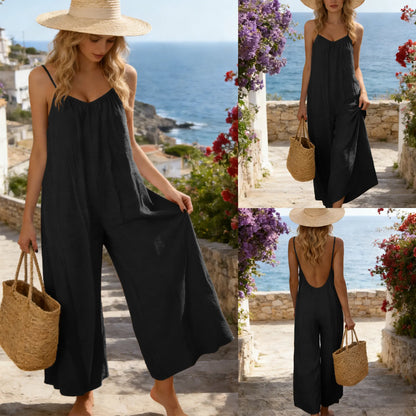 Women's Chic Basic Strappy Backless Spaghetti Strap Overalls