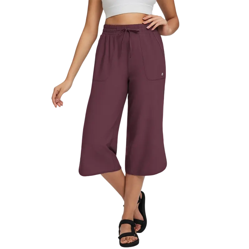 Women's Capri Pants 20" Wide Leg Athletic Yoga Capris with Pockets