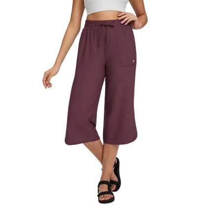 Women's Capri Pants 20" Wide Leg Athletic Yoga Capris with Pockets