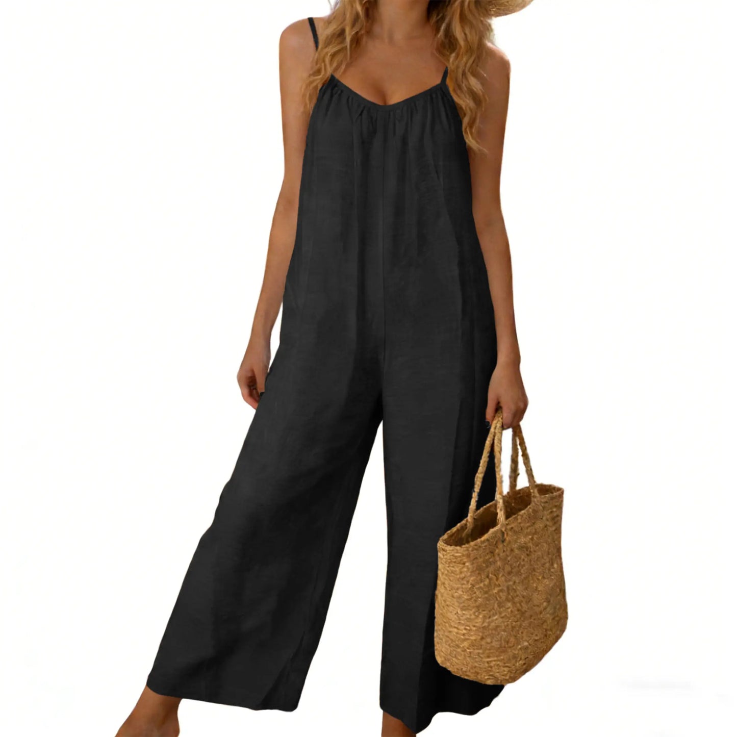 Women's Chic Basic Strappy Backless Spaghetti Strap Overalls