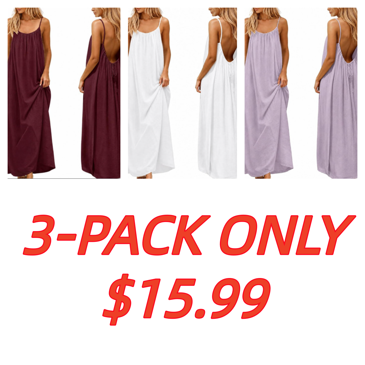 Backless Cami Dress for Women Summer 2026 Sleeveless Long Maxi Casual Sundress Ladies Flowy Open Back Lounge Dresses for Holiday Beach House Solid Color