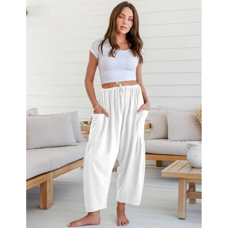 Women's Linen Blend Wide Leg Pants