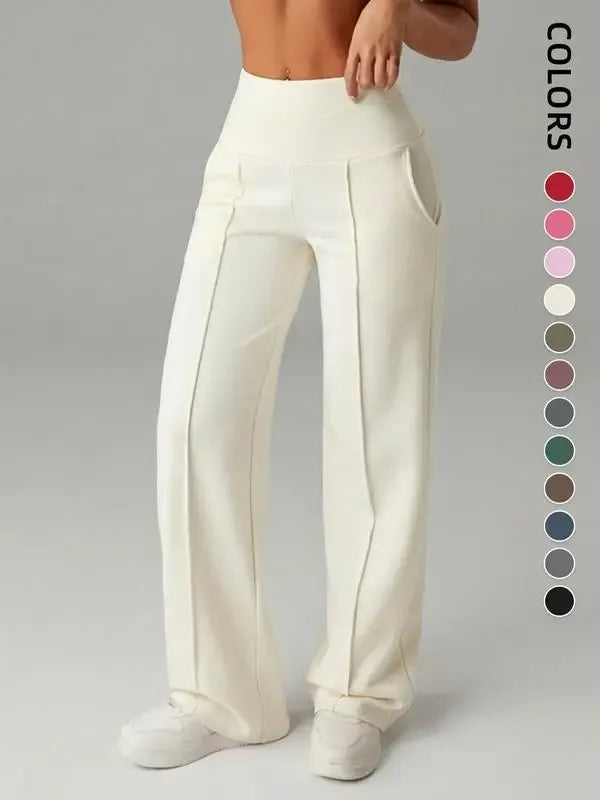 Women's  Wide Leg High Waist Sporty Casual Sweatpants with Pockets