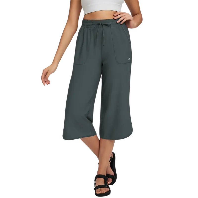 Women's Capri Pants 20" Wide Leg Athletic Yoga Capris with Pockets