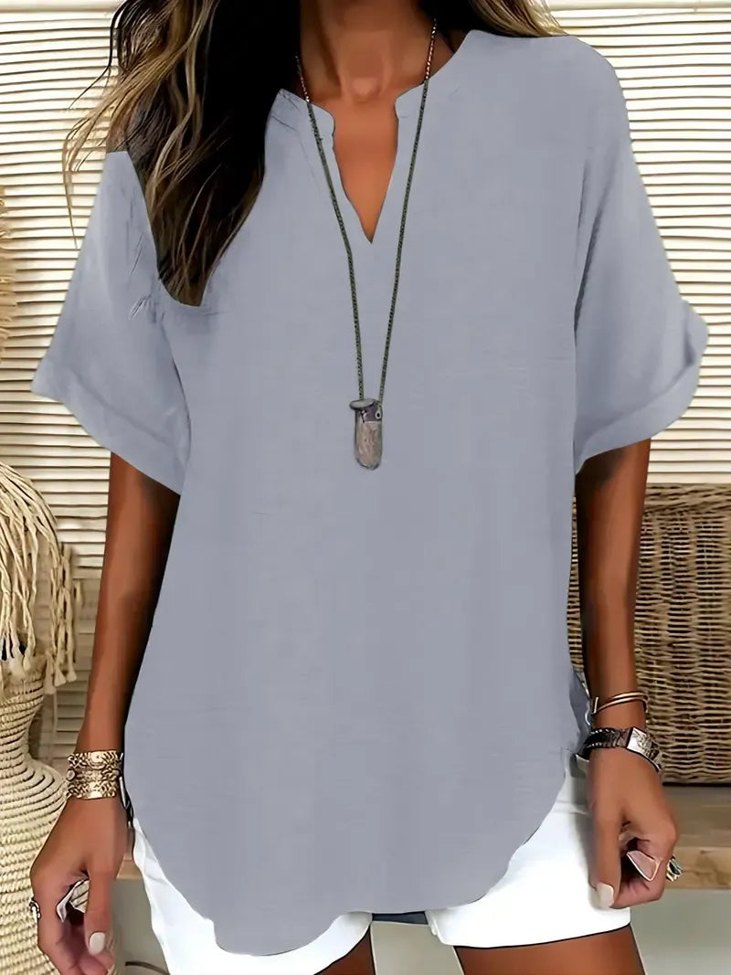Women's Plain Short Sleeve Blouse