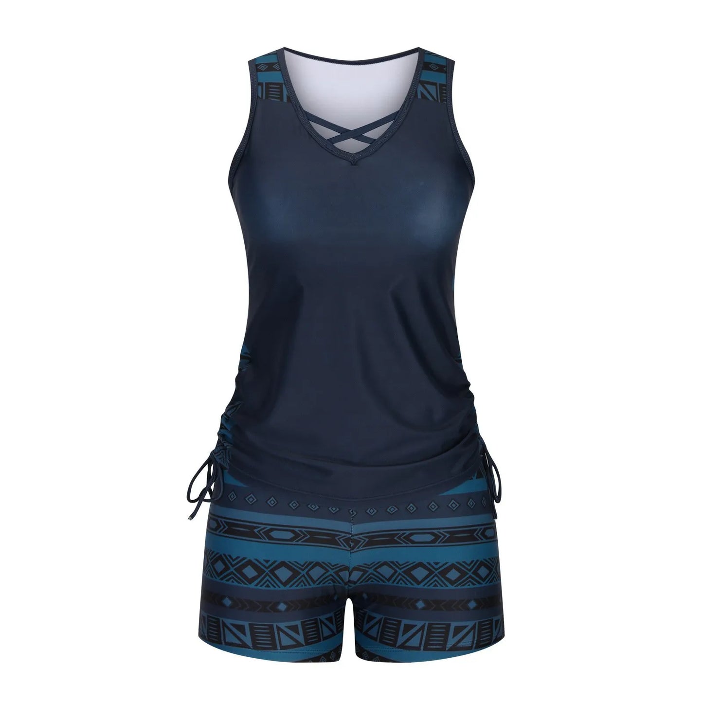 ⏰LAST DAY 90% OFF - Women's 2-Piece Tummy Control Tankini Set with Built-In Bra – Flattering Boho Swimwear with Shorts