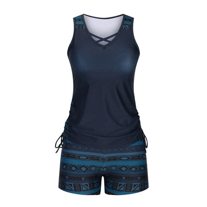 ⏰LAST DAY 90% OFF - Women's 2-Piece Tummy Control Tankini Set with Built-In Bra – Flattering Boho Swimwear with Shorts