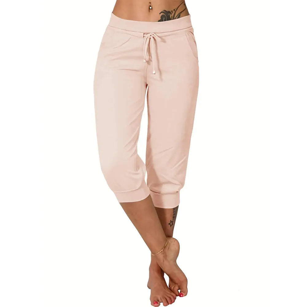 ⚡Final Clearance🔥[XS-4XL]Women's Plain Drawstring Waist Capris Pants