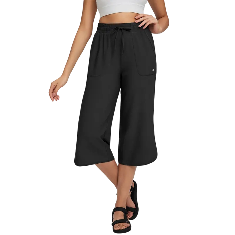Women's Capri Pants 20" Wide Leg Athletic Yoga Capris with Pockets