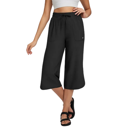 Women's Capri Pants 20" Wide Leg Athletic Yoga Capris with Pockets