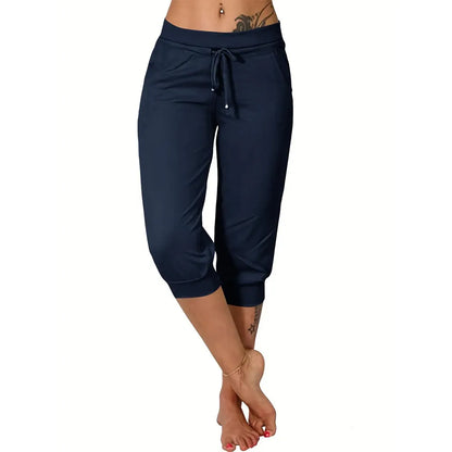 ⚡Final Clearance🔥[XS-4XL]Women's Plain Drawstring Waist Capris Pants