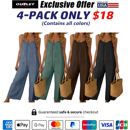 Women's Chic Basic Strappy Backless Spaghetti Strap Overalls