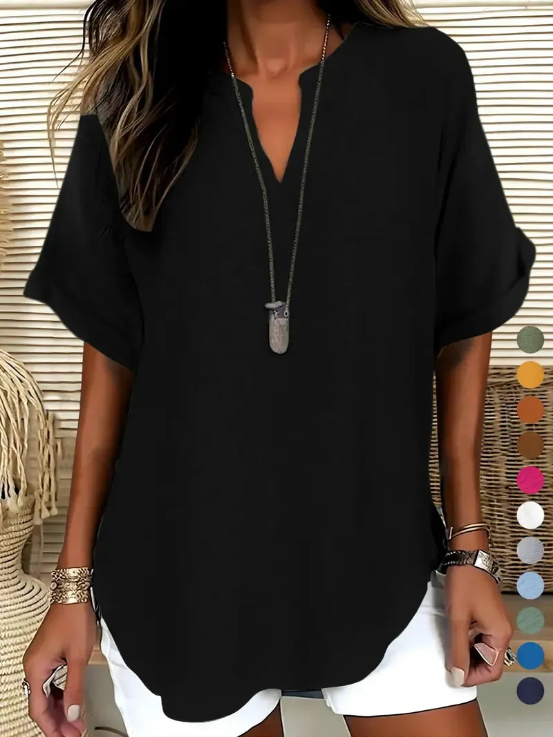 Women's Plain Short Sleeve Blouse