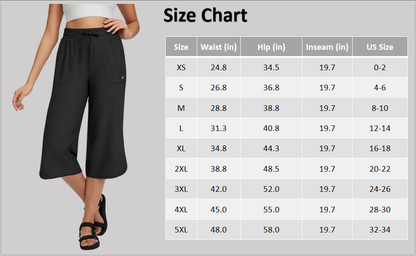 Women's Capri Pants 20" Wide Leg Athletic Yoga Capris with Pockets