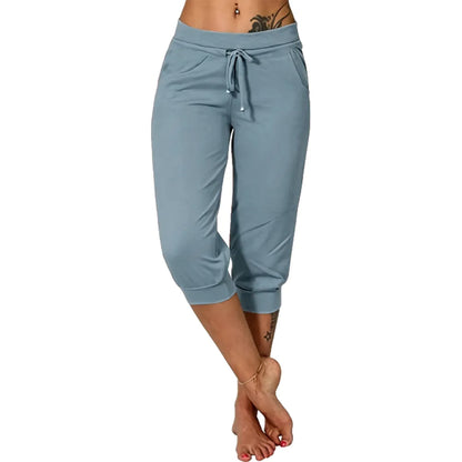 ⚡Final Clearance🔥[XS-4XL]Women's Plain Drawstring Waist Capris Pants