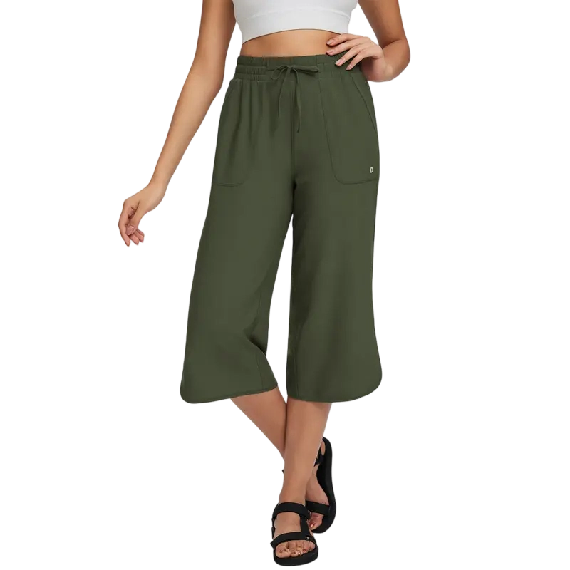 Women's Capri Pants 20" Wide Leg Athletic Yoga Capris with Pockets