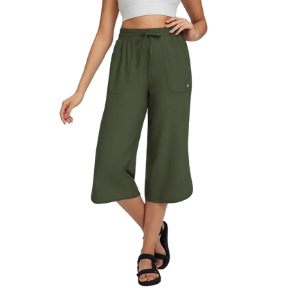 Women's Capri Pants 20" Wide Leg Athletic Yoga Capris with Pockets
