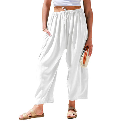 Women's Linen Blend Wide Leg Pants