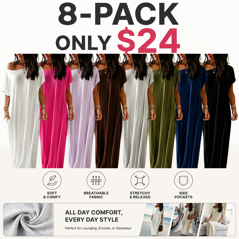 Women's Basic Solid Color Batwing Sleeve Loungewear Dress