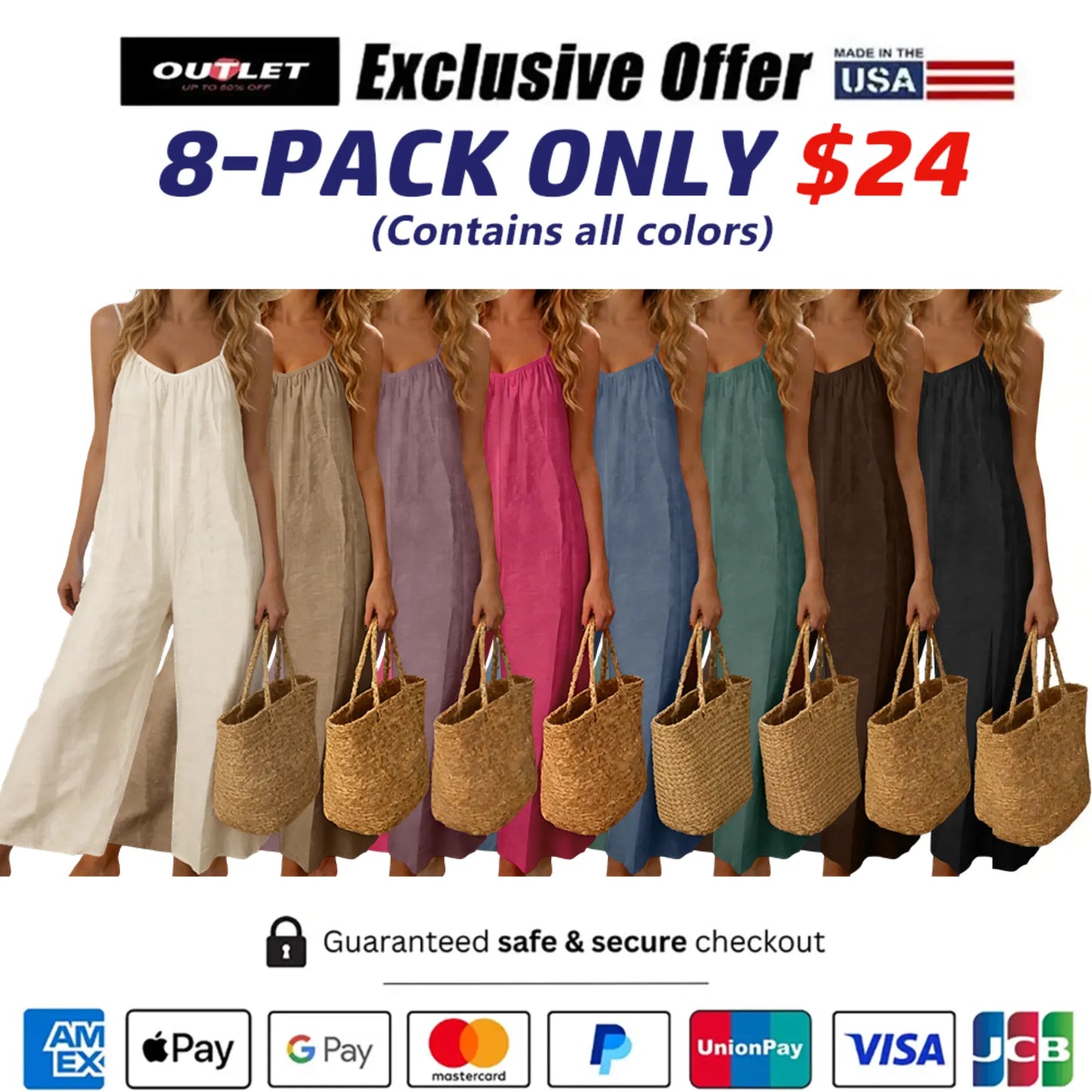 Women's Chic Basic Strappy Backless Spaghetti Strap Overalls