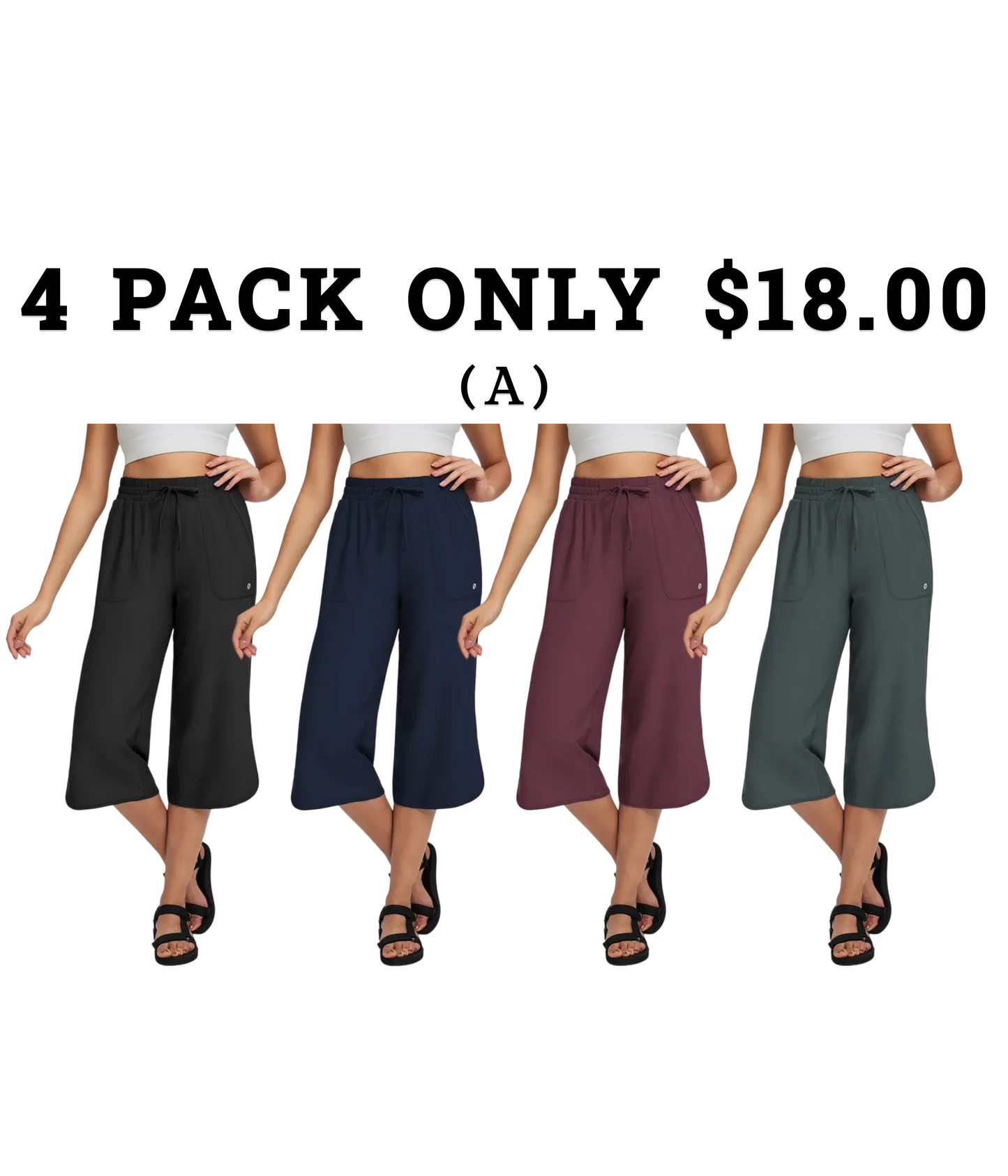 Women's Capri Pants 20" Wide Leg Athletic Yoga Capris with Pockets