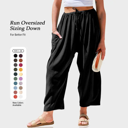 Women's Linen Blend Wide Leg Pants