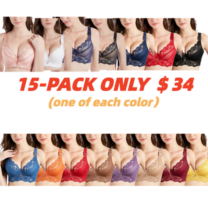 Padded Push Up Lace Bras for Women Underwire Bras Comfort Floral