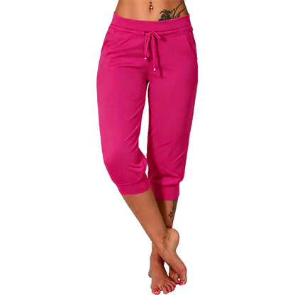 ⚡Final Clearance🔥[XS-4XL]Women's Plain Drawstring Waist Capris Pants