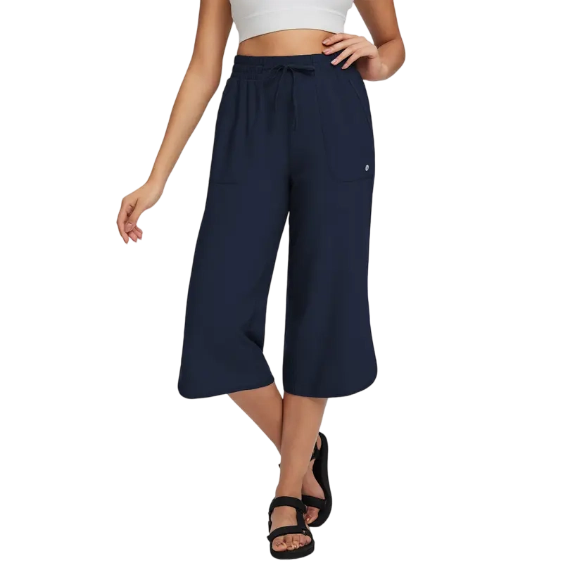 Women's Capri Pants 20" Wide Leg Athletic Yoga Capris with Pockets
