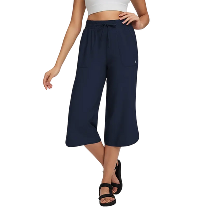 Women's Capri Pants 20" Wide Leg Athletic Yoga Capris with Pockets