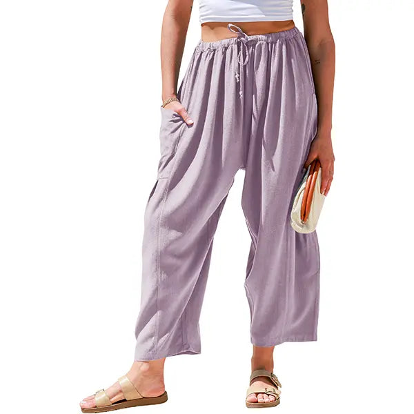Women's Linen Blend Wide Leg Pants