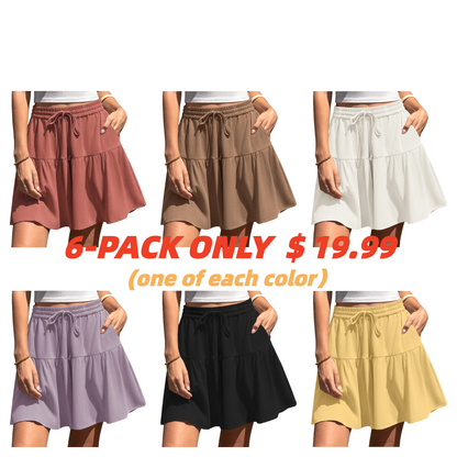 Womens Linen Blend Wide Leg Flowy Culotte Shorts Drawstring Loose Fit Summer Casual Lightweight Comfy Vacation Wear