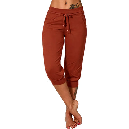 ⚡Final Clearance🔥[XS-4XL]Women's Plain Drawstring Waist Capris Pants