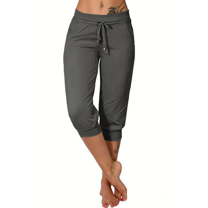 ⚡Final Clearance🔥[XS-4XL]Women's Plain Drawstring Waist Capris Pants