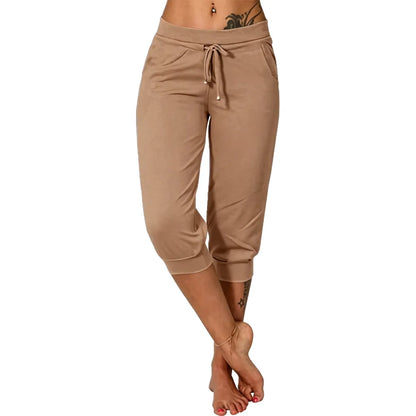 ⚡Final Clearance🔥[XS-4XL]Women's Plain Drawstring Waist Capris Pants