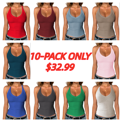 Jar of Love Women's Workout Tank Top with Built-in Shelf Bra-V-Neck Racerback Ribbed Cami for Gym, Yoga, Running