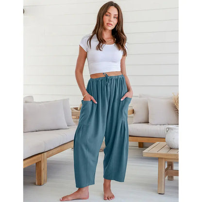 Women's Linen Blend Wide Leg Pants