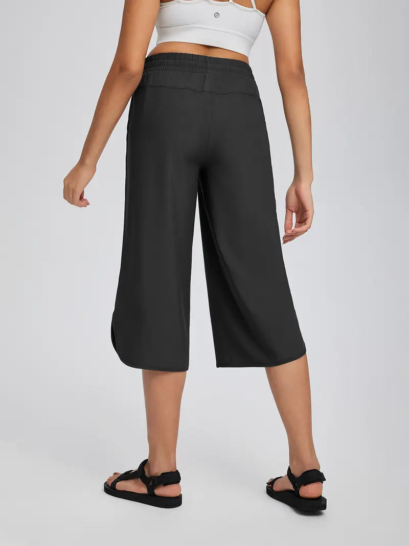 Women's Capri Pants 20" Wide Leg Athletic Yoga Capris with Pockets