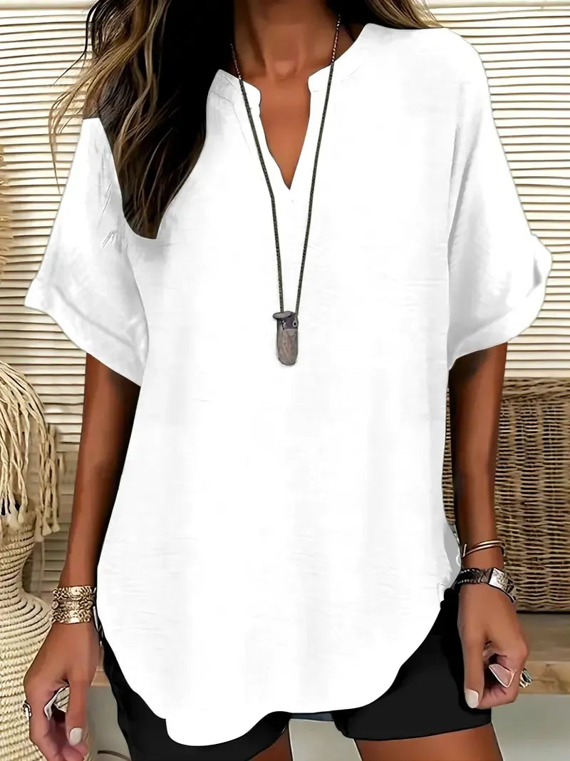 Women's Plain Short Sleeve Blouse