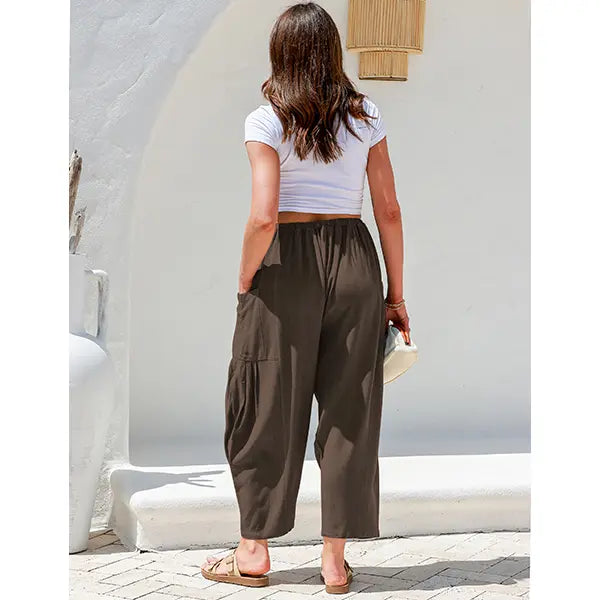 Women's Linen Blend Wide Leg Pants