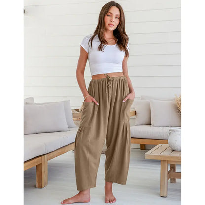 Women's Linen Blend Wide Leg Pants