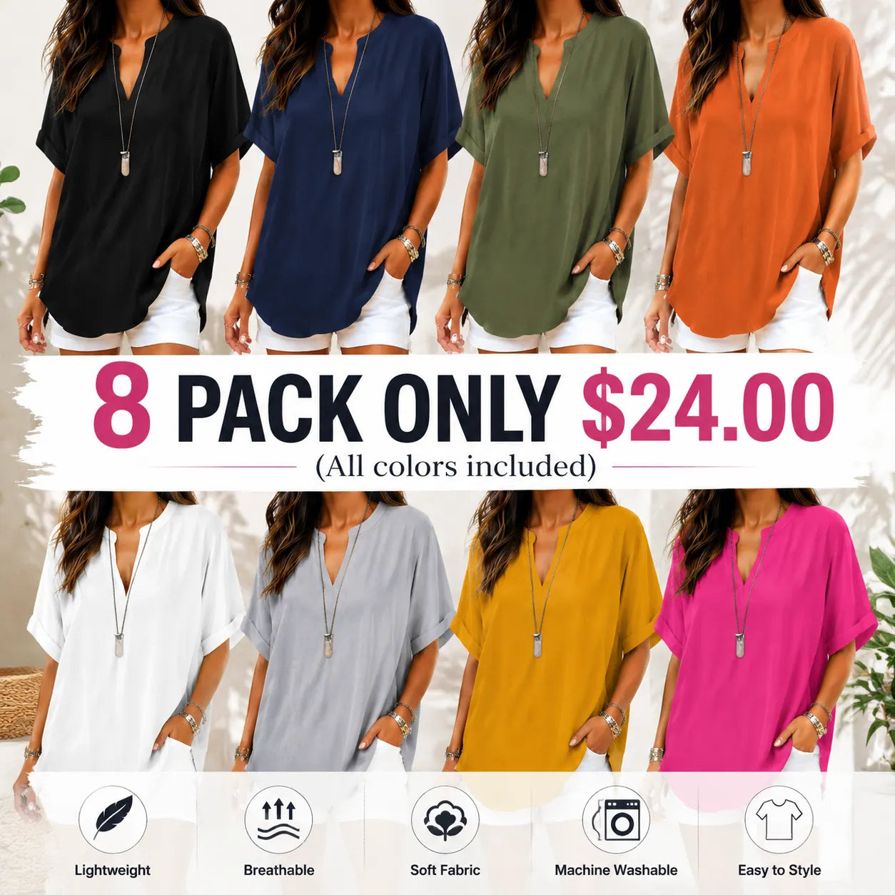 Women's Plain Short Sleeve Blouse